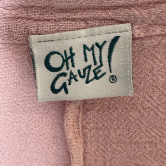 OH MY GAUZE! Long Sleeve Tunic Top Boho Lagenlook One Size Pink Cotton Gauzy - Picture 7 of 11